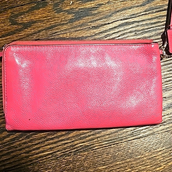 Coach Pink Leather Wallet/Wristlet, 2 Zip Separate Attached Compartments, Zip Cl - Picture 8 of 9